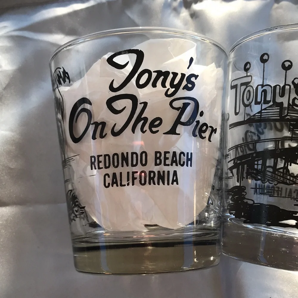 Vintage Tony's On The Pier Redondo Beach, California. On the Rocks Glass